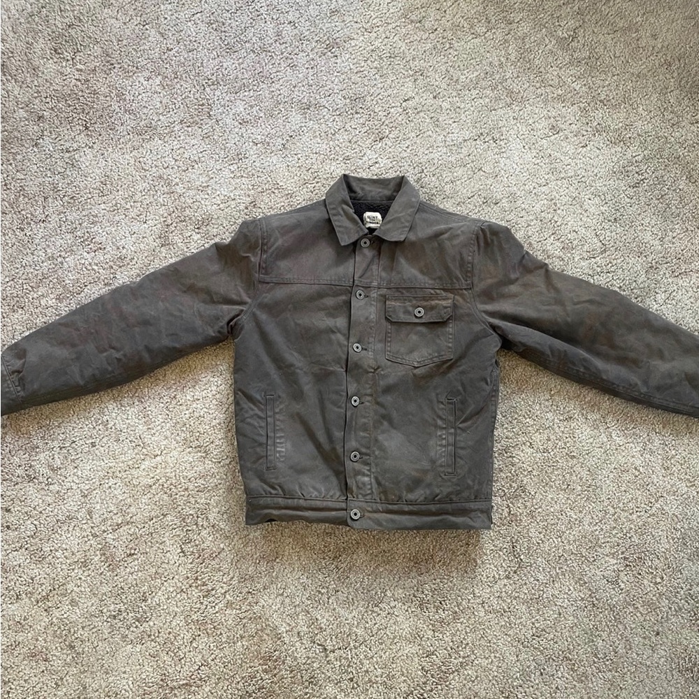 Flint and Tinder Waxed Trucker Jacket Sherpa Lined Huckberry size S in Chocolate